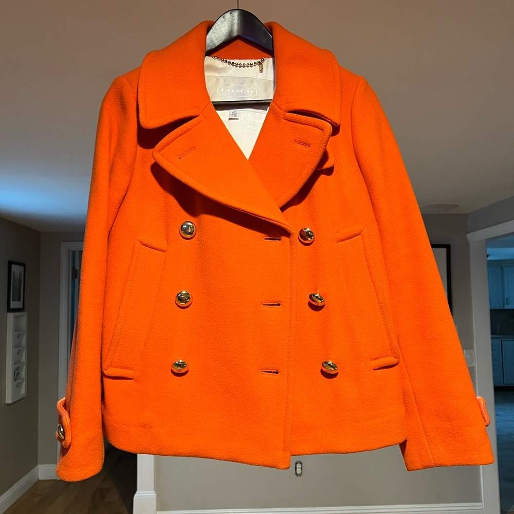 Orange Coach Pea Coat